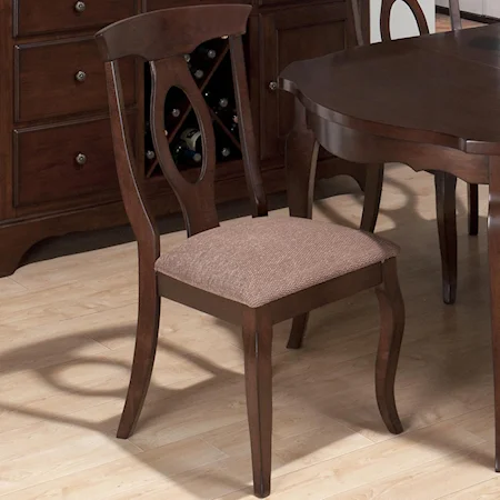 Transitional Napoleon Dining Side Chair with Upholstered Seat